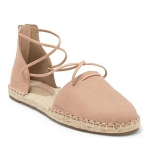 Eileen Fisher Lace Up Espadrille Flat Sandal 11 Casual Boho Chic Pink Nude Brown